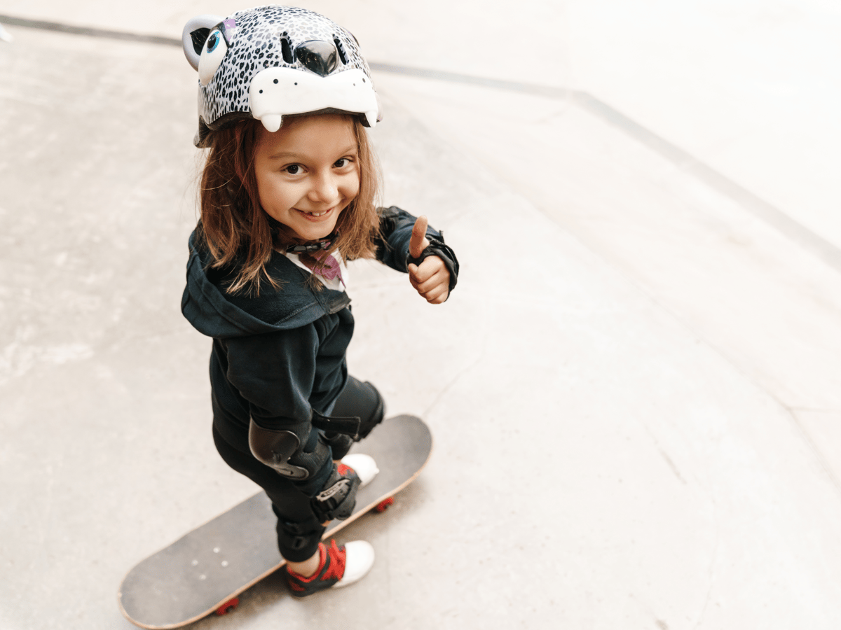 young girl skateboarding