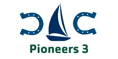 Pioneers 3 icon of two blue horseshoes and a blue sailboat